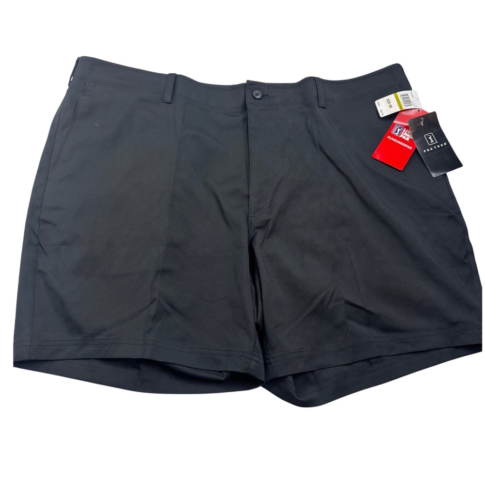 PGA TOUR Mens Golf Shorts 44 Caviar Black Performance Stretch Flat Front NWT